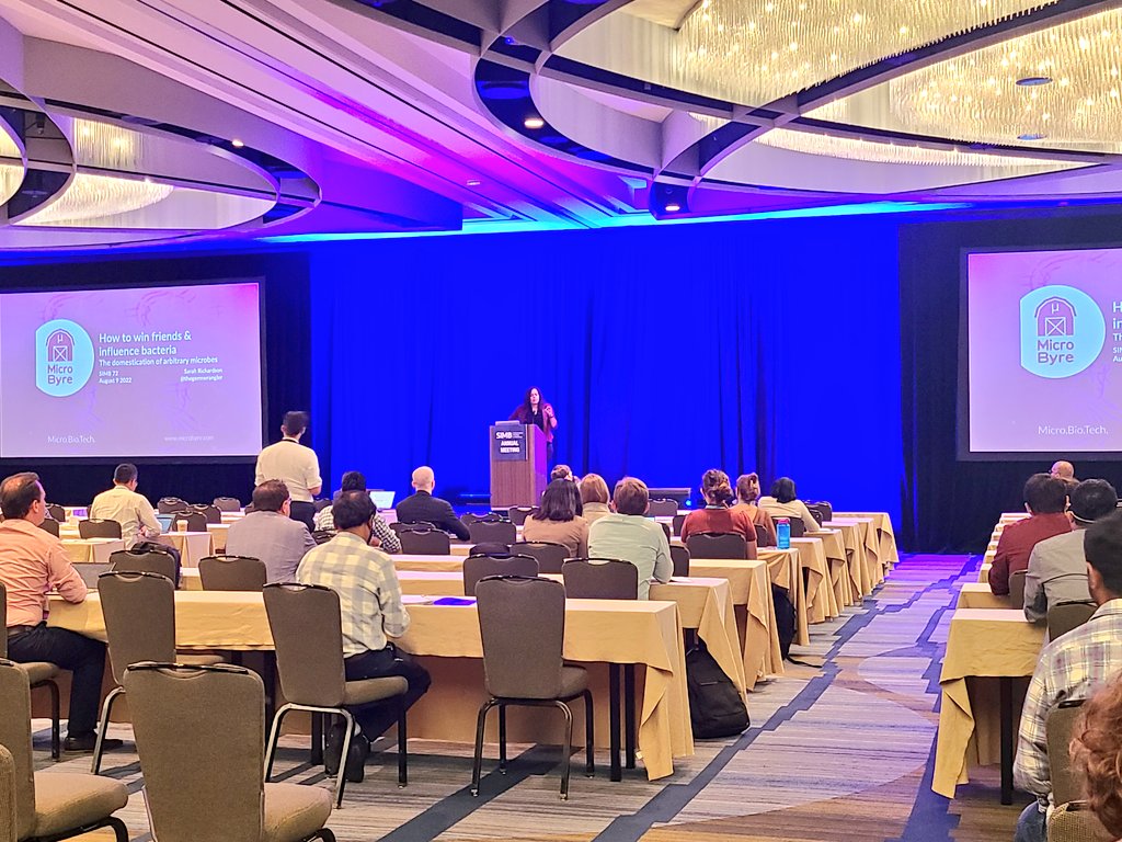 StephenGHubbard's tweet image. &quot;How to win friends and influence bacteria - The domestication of arbitrary microbes&quot; from @TheGermWrangler and @MicroByre at @SIMB_Microbio #SIMBAM2022 

&quot;Making non-standard organisms genetically tractiable is easier than getting model organism to eat new feedstocks.&quot;