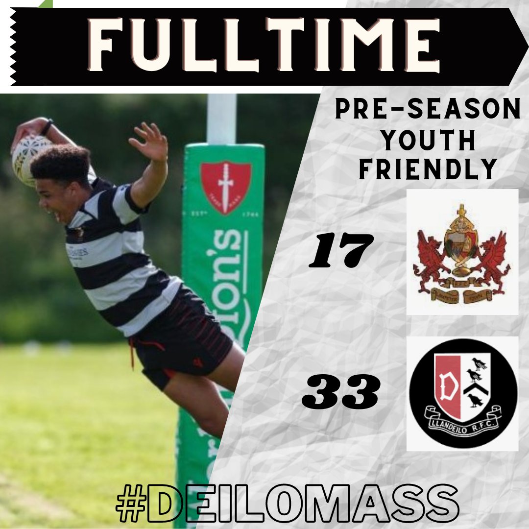 Promising start to the year for <a href="/llandeilo_rfc/">CR Llandeilo RFC</a> Youth away in <a href="/LampeterTownRFC/">Lampeter Town RFC</a>. 6 players starting in their 1st Youth match.

Try Scorers
Henri Jones, Lewys Jones, Dom Jones, Owain Charles-Davies &amp; Elis James

Ceri Williams 4/5 Kicks

⚫️⚪️⚫️⚪️

#Deilomass
