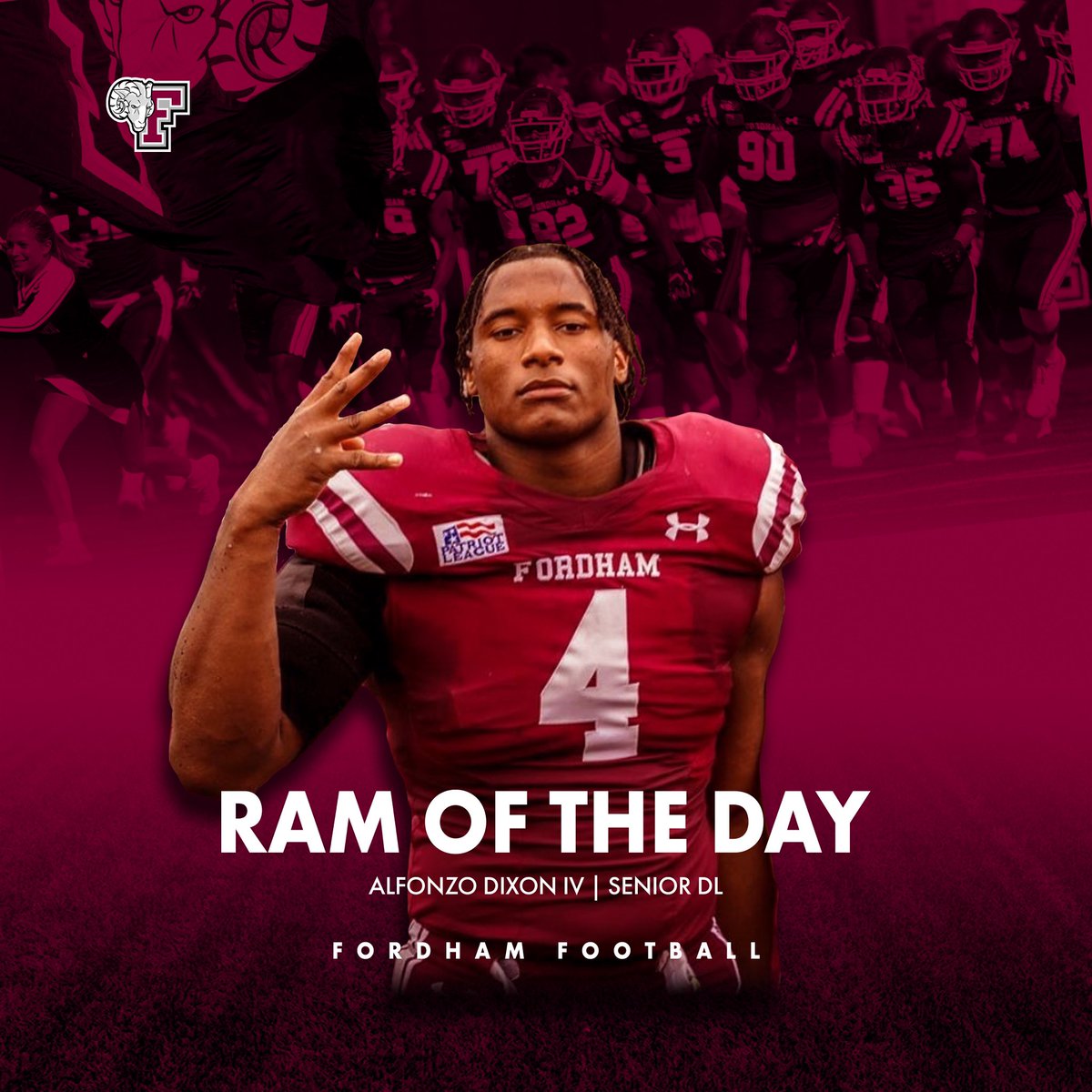 FORDHAMFOOTBALL's tweet photo. Shoutout to our Ram of the Day- @king_ad4 !!!
#RAMILY https://t.co/nRji8en6Xr