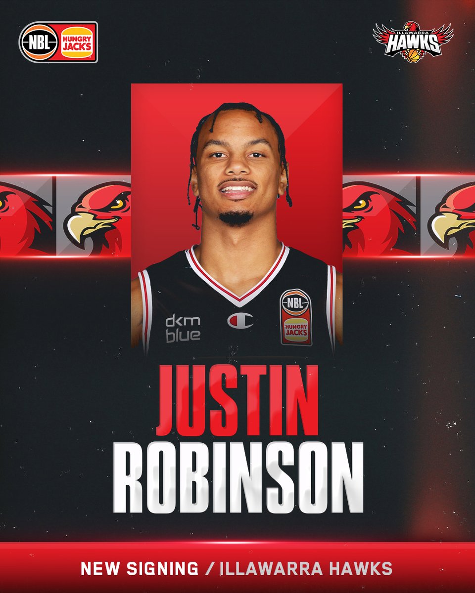 NBL's tweet photo. THIS JUST IN...

The @illawarrahawks BIG week of Free Agency continues with the announcement that NBA calibre point guard Justin Robinson (@5Alive_) has been locked in for #NBL23 

Full details at https://t.co/EDdk5II1UR https://t.co/m9l5GOvpPA