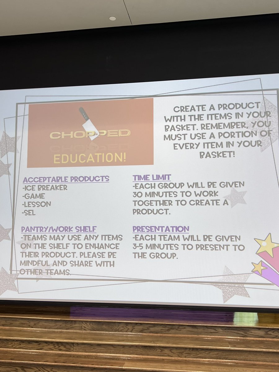 BenneJones's tweet photo. Starting the year off with CHOPPED EDUCATION STYLE   Ice Breaker! https://t.co/XOgN4TT3CV