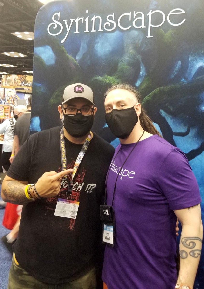 CNUncensored's tweet photo. It was great to meet Jason Azevedo in person, even if just for a moment! I hope to work with him sometime soon! Much respect! ๐ค๐โค #ttrpg #rpg #gencon #syrinscape #gencon2022 #realmsmith https://t.co/8nOZe99WaC