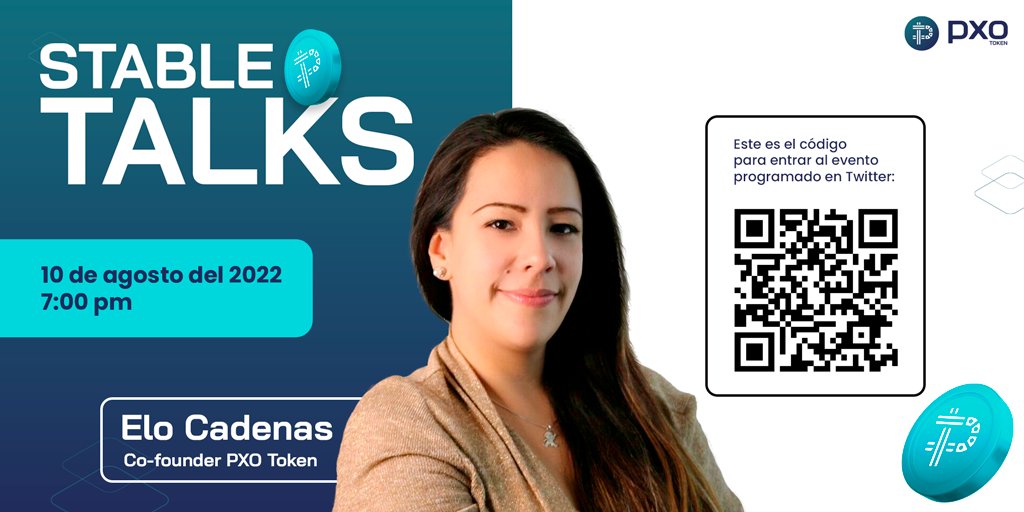 pxotoken's tweet photo. ¡El día de mañana tendremos un #Stabletalks que no te puedes perder! Nos va a acompañar nuestra Co-Founder Elo Cadenas como invitada para nuestra primera sesión.💬
Escanea el código QR para activar tu recordatorio o entra al siguiente enlace: https://t.co/wOv1QqZ1Lz ⏰ https://t.co/qPnO9zu7mr
