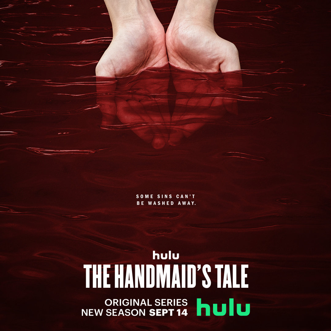 HandmaidsOnHulu's tweet image. Some sins can't be washed away. #HandmaidsTale Season 5 arrives September 14 on @hulu.