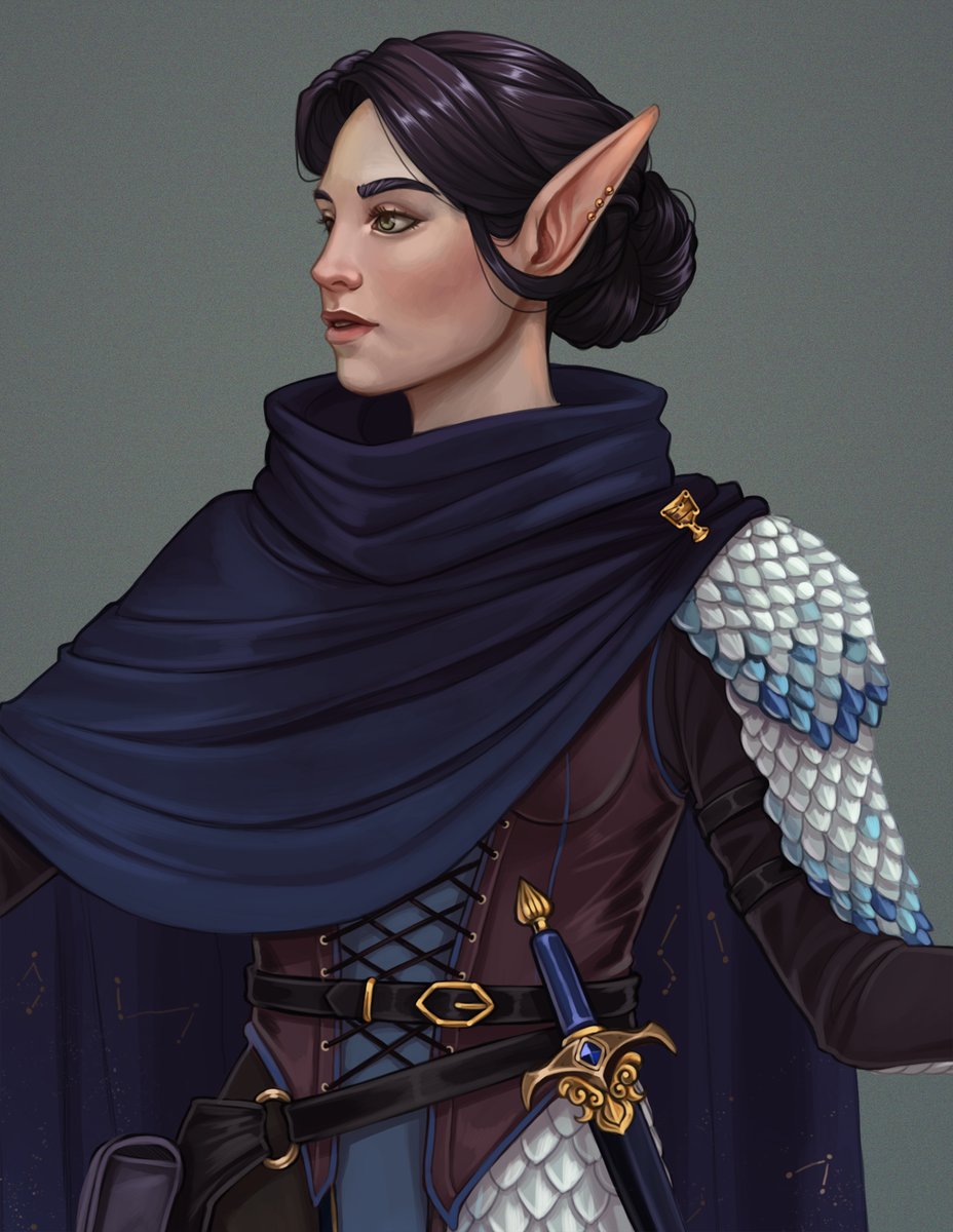 Tallinier's tweet photo. An Elven druid named Ceres - I always love it when commissioners give me gorgeous colour palettes to work with 💙 #art #dnd #dnd5e #dungeonsanddragons #ttrpg https://t.co/vHVSAb7Frg