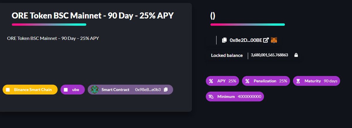 ORE System Stakes
ORE System's Beta Staking Pool is now OPEN!

ORE/ORE - 90 Day - 25% APY Rewards

MORE TO COME!

stakes.ore-system.com/stakes/ore-tok…

#nft #orespark #oresystems #oreforge #oretoken #orestealth #blockchaintechnology #nfts #nftcommunity #StakingRewards #staking #STAKINGPOOLS