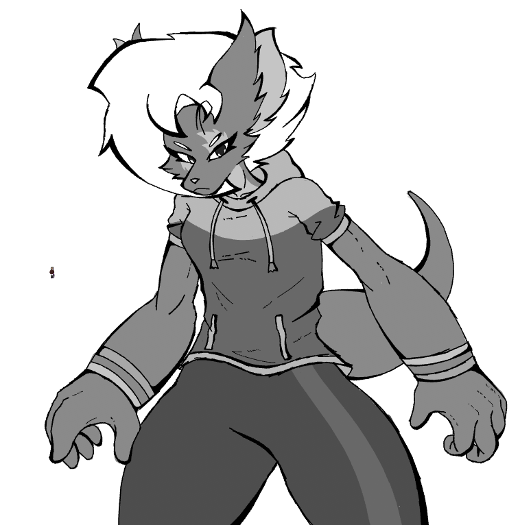 Pequeño dibujo que hice de regaliz en escala de grises en el boblox

#furry #furryartist #OC #freedraw #robloxfreedraw #roblox