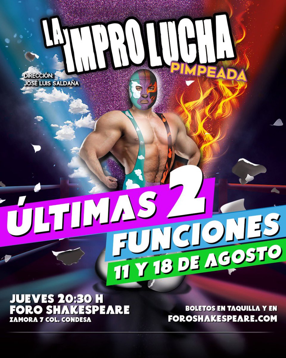 ComplotEscena's tweet image. ¡Se va, se va, se va!

¡Últimas 2 funciones de @LaImproLucha!
 
¡2 funciones más y adiós, ciao, bye, se acabó!

Se viene lo mejor… ¡Les esperamos!

Jueves 11 y 18 de agosto 8:30pm @ForoShakespeare 

Boletos aquí: bit.ly/BoletosLaImpro…

#LaImproLuchaPimpeada se va!!!