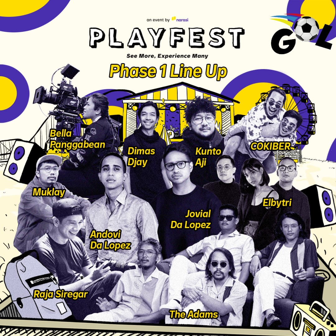 golradio1067's tweet image. Here’s our first phase line up!✨
Please stay tuned as we announce more artist!

Yuk, jangan sampai ketinggalan buat seru-seruan bareng di #Playfest2022 tanggal 17 September 2022 di Istora Senayan.

#Playfest2022 #ReactivateYourSense

@playfestnarasi &amp;amp; @narasi.tv
