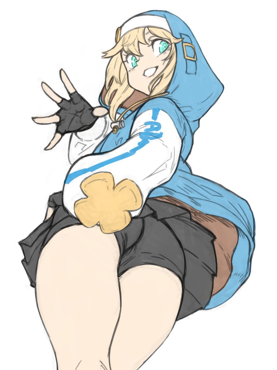 bridget (guilty gear), guilty gear, guilty gear strive, highres, 1boy,  androgyne symbol, black gloves, blonde hair, cup, fingerless gloves,  gloves, green eyes, habit, hood, hood up, hooded jacket, hoodie, jacket,  kai3 ika