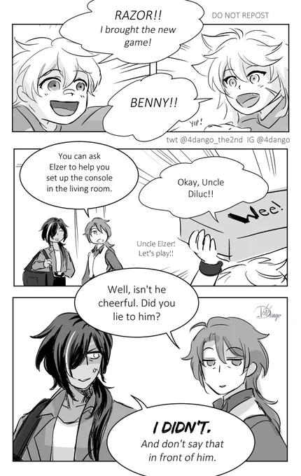 [Modern AU] Guardians (2/2)

Diluc can be a menace to Kaeya too
also yes human Durin exists in this AU hehe 