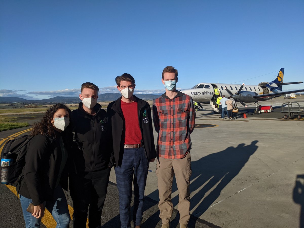 YTS_UTAS's tweet photo. #YTS2022 does Flinders Island! @TrashStatsAsh, @SofiaGabriel15, @geomagyartism, and Angus spent the start of this week on the beautiful Bass Strait Island, teaching kids about #chemistry, #sharks, #organs, and #maths (without numbers)!
#ScienceWeek #IslandLife #TinyPlane #SciComm https://t.co/gQ57MvCo51