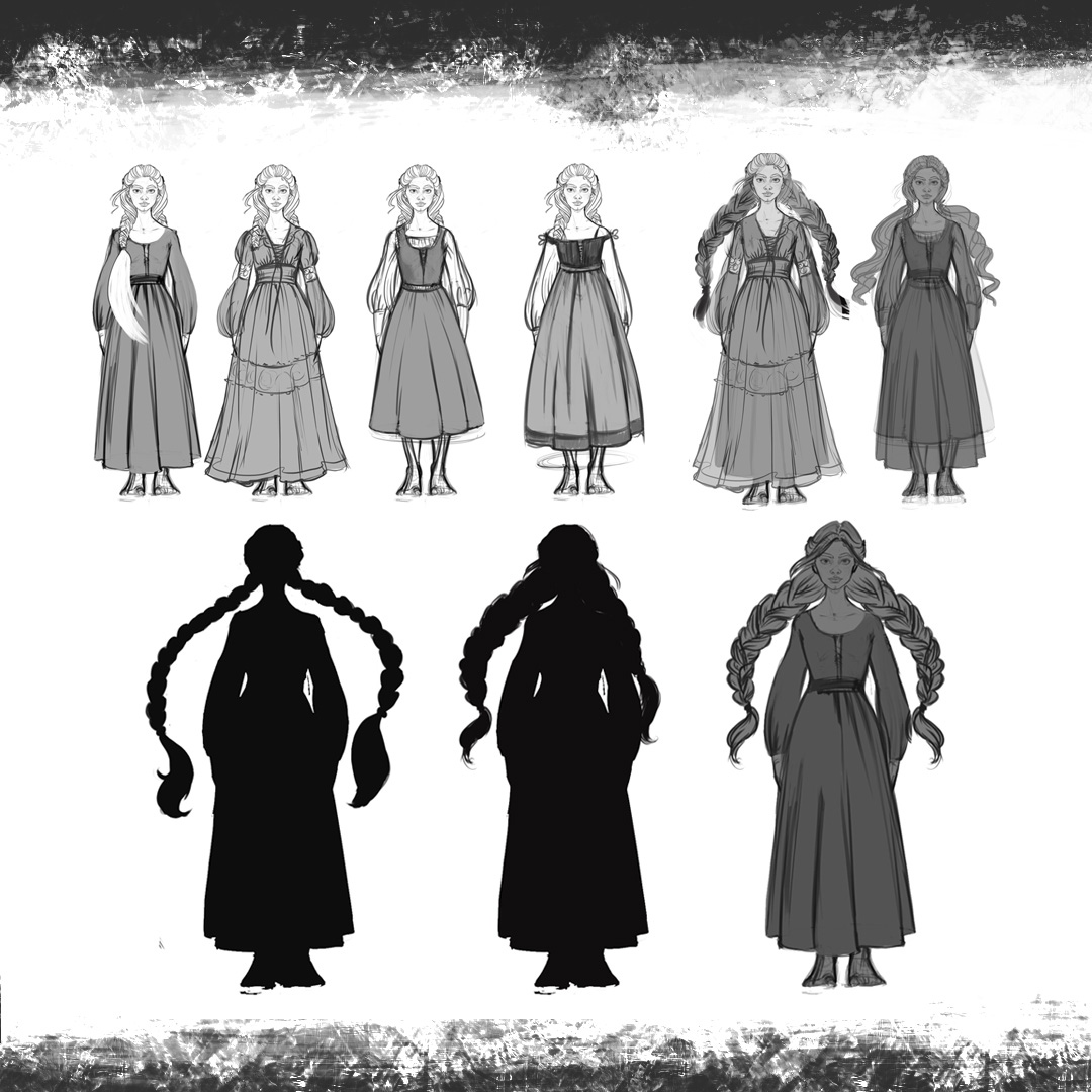 gingerjess25's tweet photo. Some initial silhouette exploration for a secondary character in our story, Heather the Banshee! She haunts the Puritanical village where our main characters live. 

#fantasyart #fairytale #irishmythology #celticlore #characterdesign #conceptart #oc #digitalartist #banshee https://t.co/OTd6oQJ7a8
