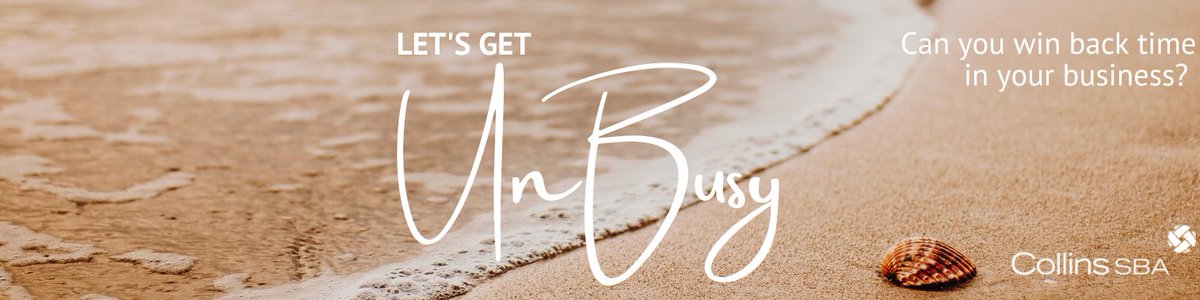 CollinsSBA's tweet image. Many business owners tell us they lack time. And we asked our clients what would you like more of this year?   On top of their wish list was ‘time to work on the business instead of in the business.’ collinssba.com.au/unbusy/
