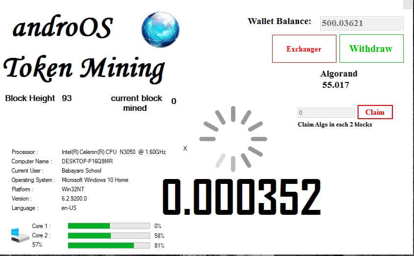 AOSToken_Algo's tweet image. We have developed AOS token mining system. Its will be released 5 months before we create our ASA. All mined token can be exchanged in to AOS on algorand  or exchange it in the miners store, it can Algo be converted to Algo or USDT. We are still testing the prototype.