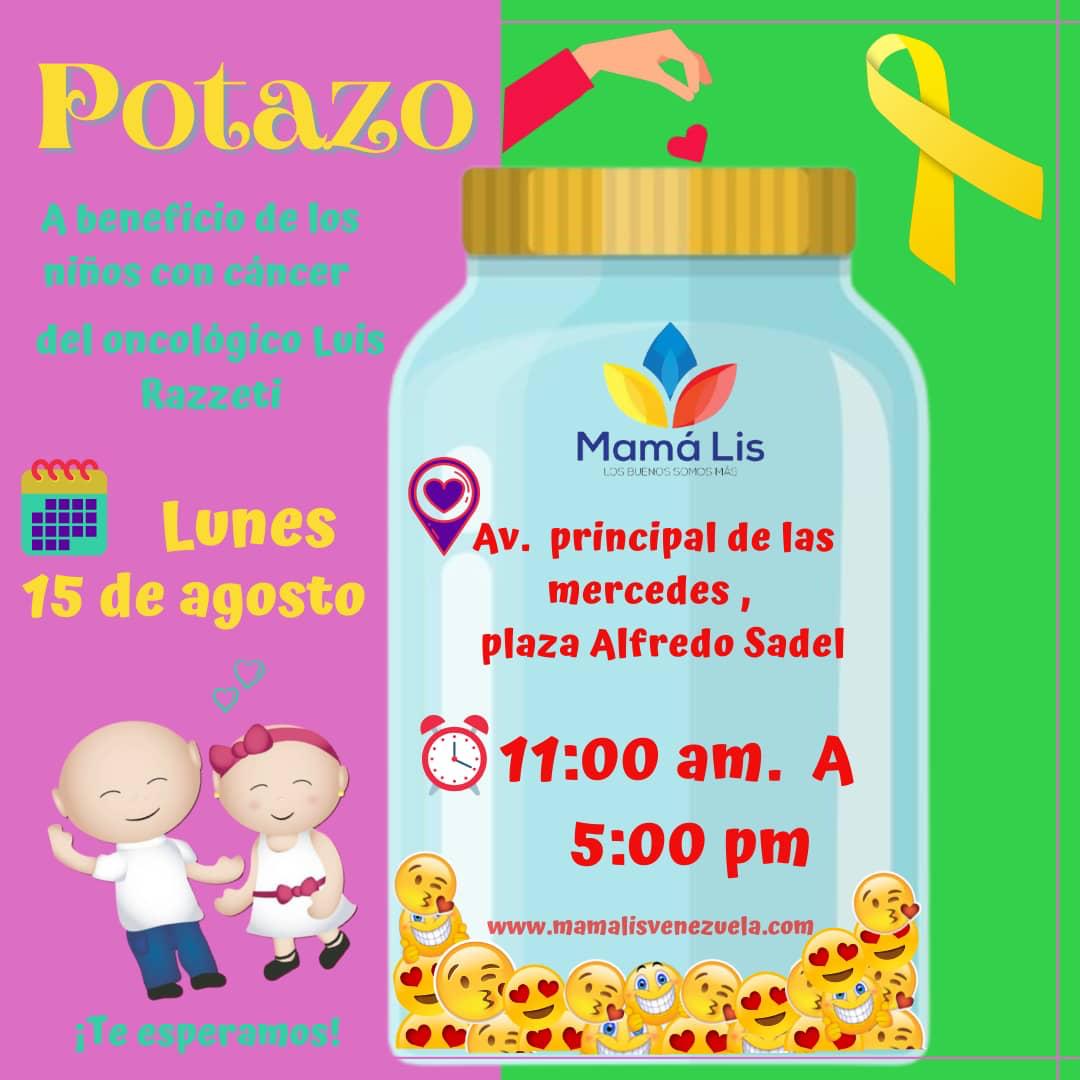 Ahora sí el Potazo que tanto esperamos, el próximo lunes en la Avenida principal de Las Mercedes, desde las 11am hasta las 5pm. Acérquense y apoyen a los niños con cáncer, si desean también pueden llevar medicinas pediátricas, alimentos, etc. 
#LosBuenosSomosMas