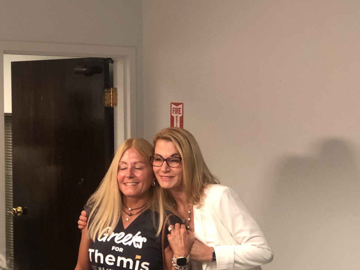 Themis Klarides arriving to her watch party just now. Klarides, Leora Levy, and Peter Lumaj all hoping they’ll have the votes to be the Republican candidate for US Senate this November.