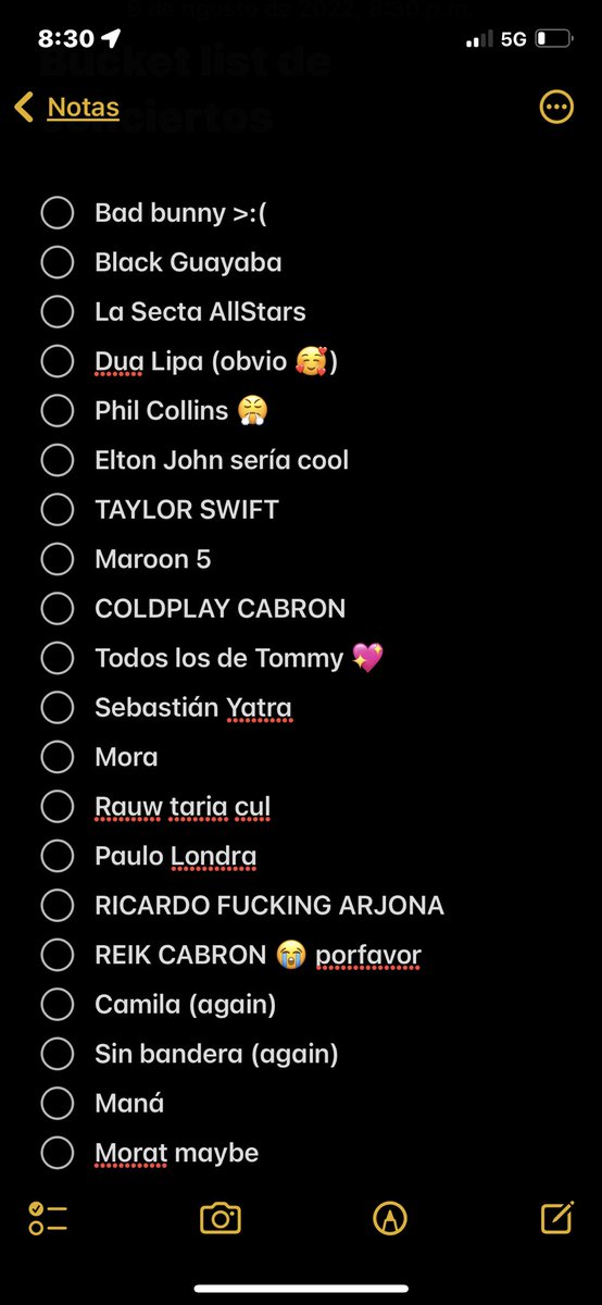 Mi bucket list de conciertos, añadiría un concierto de Toto y de Bon Jovi too, maybe even Billy Joel