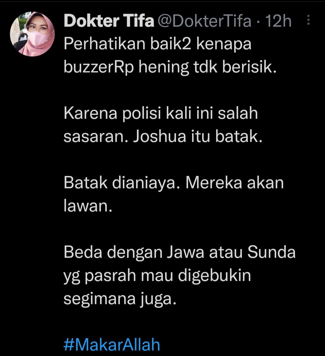 4Y4NKZ's tweet photo. Maksudnya apa nih kok Rasis!!!
@DokterTifa 

CC @CCICPolri https://t.co/h7JiPr3mdq