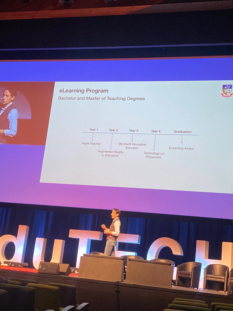 Very interesting hearing how the University of Adelaide under <a href="/BarbieriDr/">Walter Barbieri</a> are approaching pre service tchr ed and building their capacity around eLearning. Love knowing that teachers are coming into the profession with knowledge on digital AND delivering PL! 👏🏼 #EduTECH2022