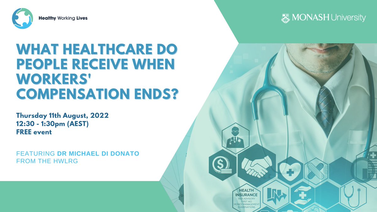 Healthy Working Lives Research Group (@healthywlrg) on Twitter photo TOMORROW <a href="/michaelfdd/">Michael Di Donato</a> will present Report #3 in the #TransitionsStudy, the first Australian study to examine general practitioner, psychological and physical health service use toward the end of long workers' compensation claims, and afterwards. Register: bit.ly/3QAd5h0 TOMORROW <a href="/michaelfdd/">Michael Di Donato</a> will present Report #3 in the #TransitionsStudy, the first Australian study to examine general practitioner, psychological and physical health service use toward the end of long workers' compensation claims, and afterwards. Register: bit.ly/3QAd5h0