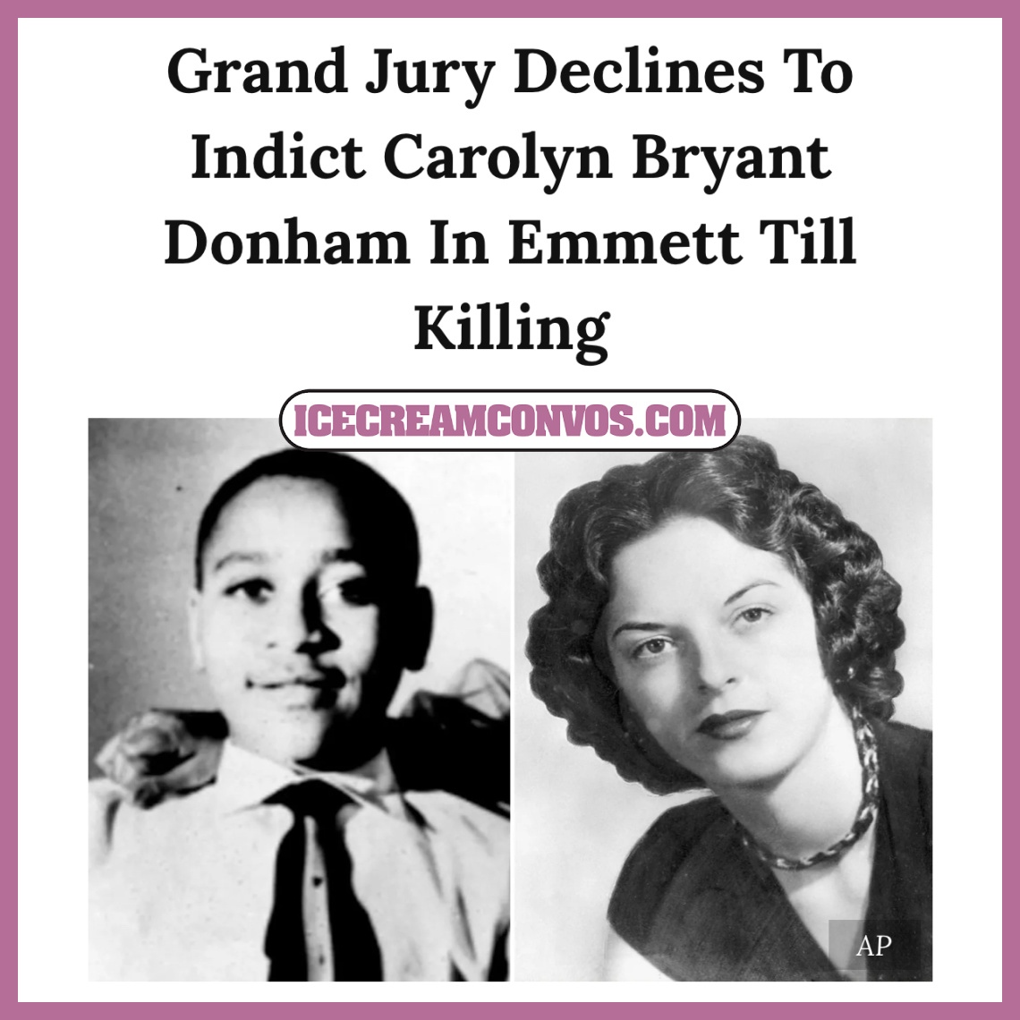 IceCreamConvos's tweet photo. Once again, Carolyn Bryant Donham has escaped the scales of justice in the Emmett Till killing after a grand jury declined to indict her. ๐โ๏ธ๐ฆ
Get the scoop ๐๐พ https://t.co/nL5HF7VQVh
#EmmettTill #CarolynBryantDonham #Mississippi #LefloreCounty #Update https://t.co/OJWvztE9bO