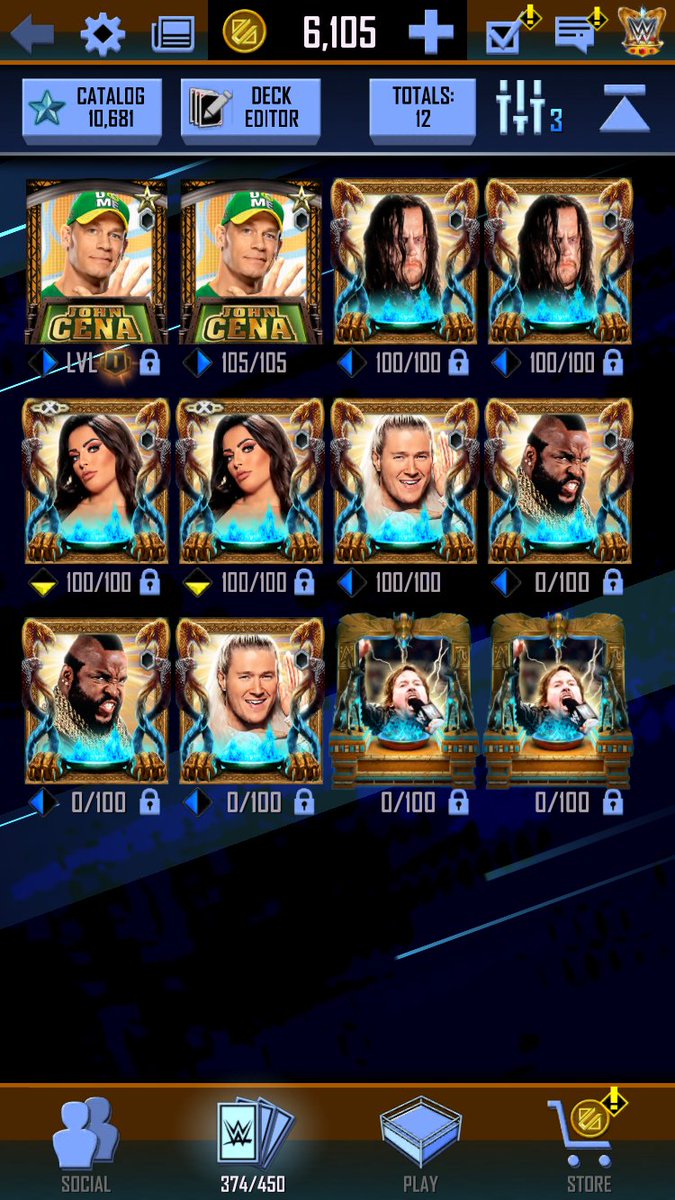 MJ_23_LightsOut's tweet photo. Selling an OVERPOWERED SS BCE++ account with 10,681 catalogue, 22 pro's (18 male and 4 female) and full heroic Austin! Also has 25 SS BCE singles, 93k sc and 6100 credits. Selling at a very fair price! DM me anytime if interested or have any questions #WWESuperCard https://t.co/hZ5HldIxQy