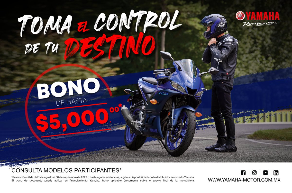 ⚠️¡Llegó tu momento de estrenar!  😎Llévate la moto de tus sueños.

Conoce más con tu distribuidor autorizado Yamaha más cercano. bit.ly/3QzhZeg

#Yamaha #YamahaMX #YZFR3
