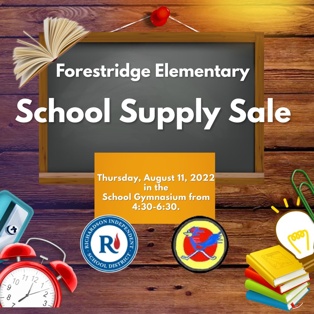 Welcome back Roadrunners!                   To get you ready, we will be having a supply sale this Thursday! Make sure you come to get your supplies to be ready for the first day of school on August 16th! See you on Thursday at 4:30! @FREfacts