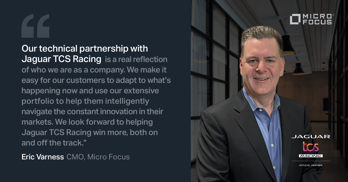 MicroFocus's tweet photo. .@MicroFocus' CMO Eric Varness highlights the beauty of our technical partnership with @JaguarRacing. Check out our #ebook to learn more! https://t.co/WygXxSnKWR #RunAndTransform https://t.co/oPSKyez69D