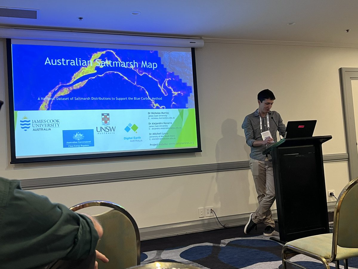 gabrielle_genty's tweet photo. Did you miss these two talks?? 
Go talk to the amazing @ahnavarr and @NicolasPucino about the incredible methods of using satellite images to study saltmarshes and coastlines. Great work #AMSA22 https://t.co/xUk05Cn5we