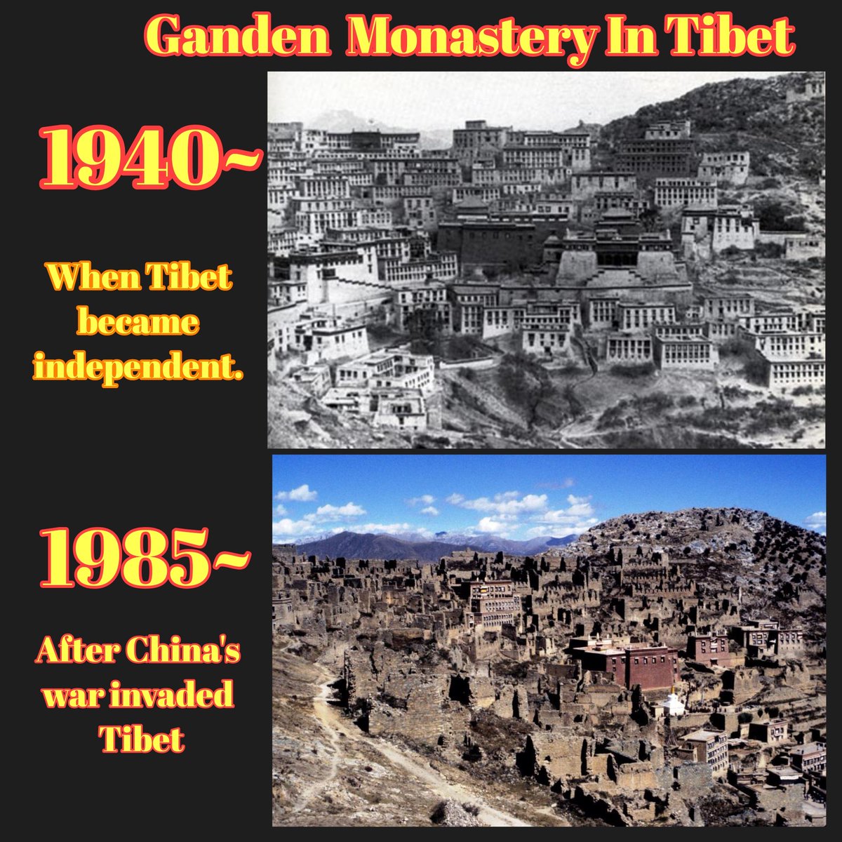TibetanGyatso's tweet photo. 中国政府在西藏破坏了6000多寺院, , 这只是小小的粒子.
The Chinese government has destroyed more than 6,000 monasteries in Tibet, this is just a small particle. https://t.co/pxx0NcbH0I