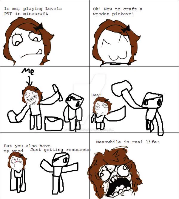actually speaking of rage comics i used to make rage comics of my own back in 2013/2014. here's one i made about minecraft 