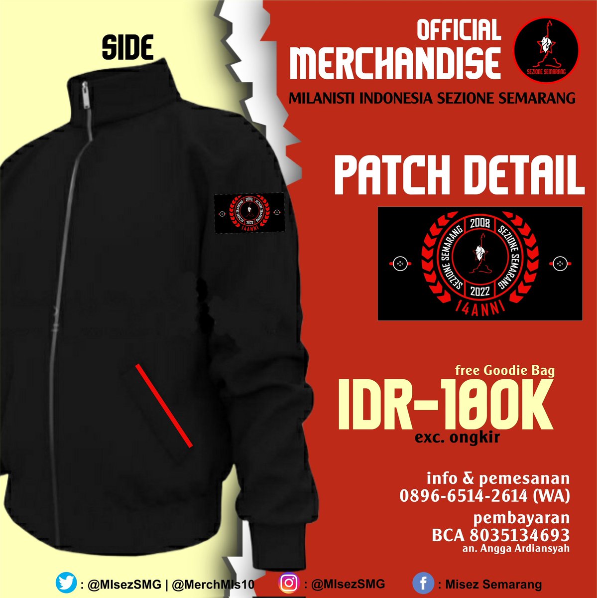 MerchMIs10's tweet photo. HERE WE GO!
MERCHANDISE ALERT!

Dalam rangka Anniv Sezione Semarang yg ke-14th, kami membuka Pre-Order Official Merch MIs10 edisi Anniversario yg ke-14, berupa TRACK TOP JACKET! https://t.co/jCD2K4HPKe