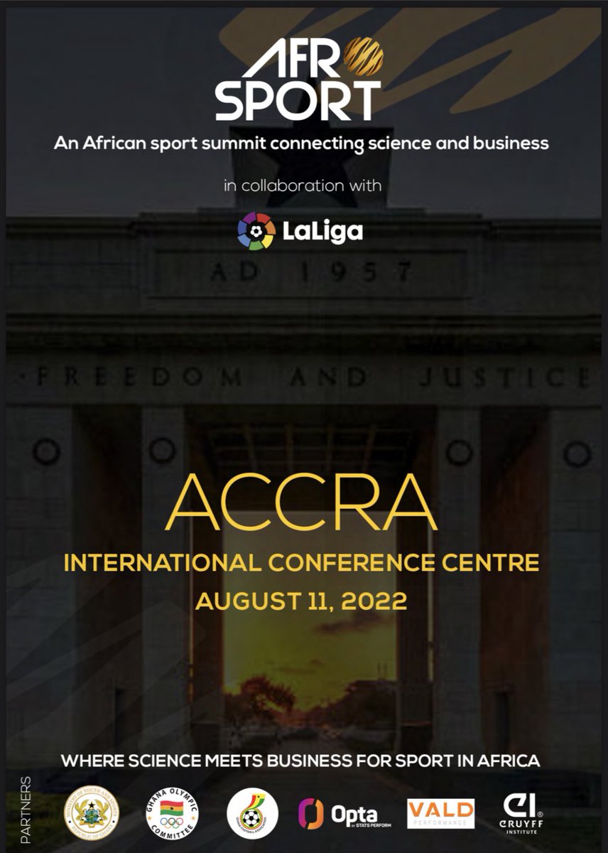 FelixRomark's tweet photo. Happening Tomorrow: - An African sport summit bringing together major sport stakeholders on the continent and beyond for a unique intersection of science and business.
📌 Accra International Conference Center.
Event website: https://t.co/C8eIEP2ZWO
#AfroSport22 #LetsConvene https://t.co/xwm80JefRg