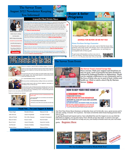 sarwarteam's tweet photo. ❗NEW ON THE BLOG ❗
Our Monthly Newsletter is now out for August!
In this month’s edition we highlighted:
* Impactful Real Estate News.
*Community services.
* The Sarwar Team Events.. and much more
* Sarwar Team VIP Guarantee Programs
Read our full BLOG: https://t.co/sISEE8cT6e https://t.co/Sq9cQpS0mq