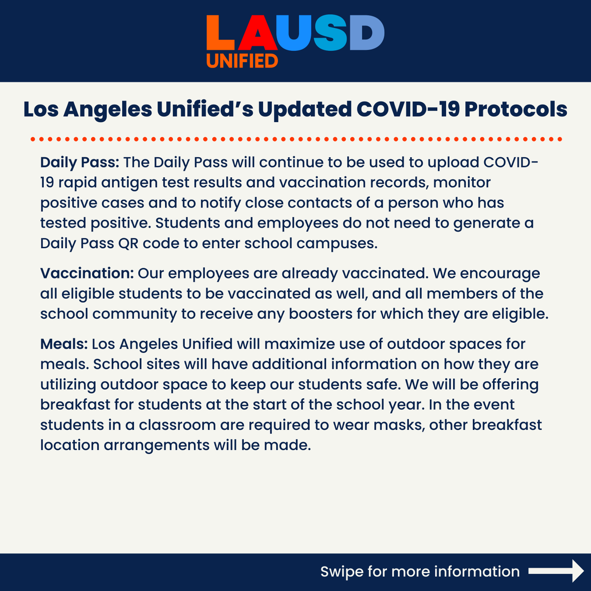 LAHSArts's tweet photo. LAUSD Health Protocols for the 22-23 school year (1/2) https://t.co/FshcfUKsJI