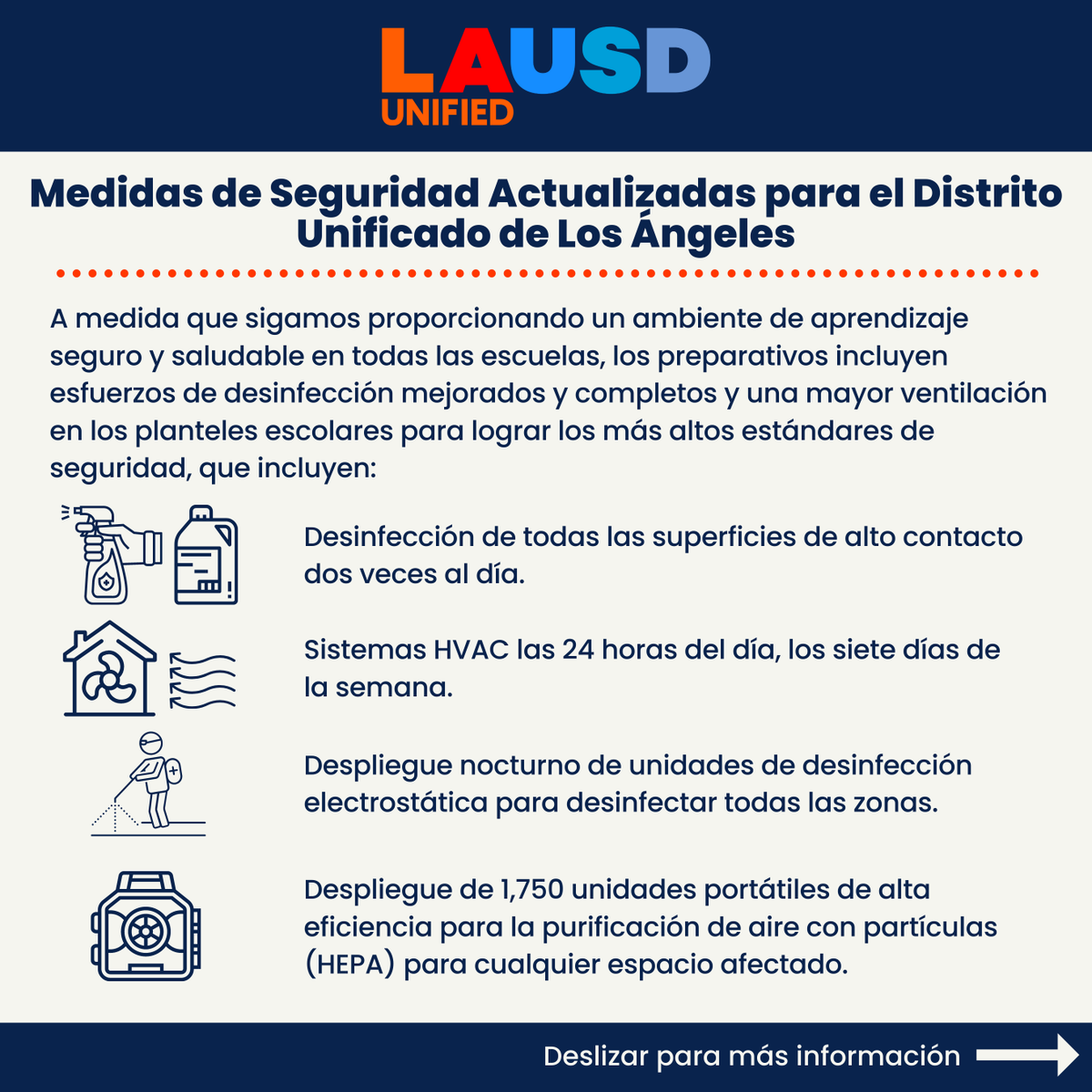 LAHSArts's tweet photo. Protocolos de salud del LAUSD para el año escolar 22-23 (2/2) https://t.co/J37IO4F8lg