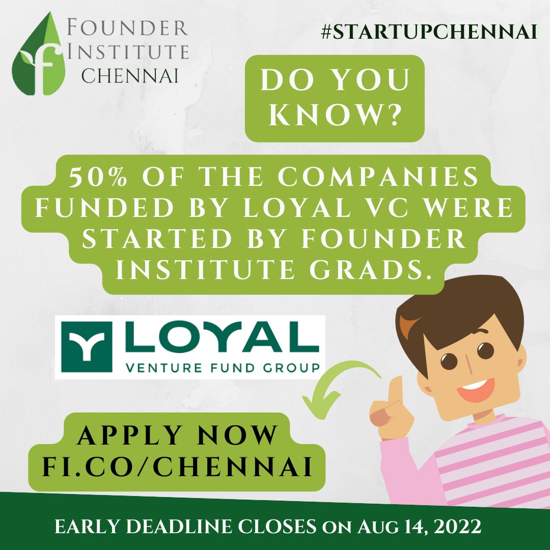 fichennai's tweet image. We are happy to share that #LoyalVC has been sourcing startup founders from @founding to fund their ventures. 
So far around 50% of the startups that Loyal VC has been funding were from @founding . A couple of @fichennai grads have already been funded by #LoyalVC #fichennai