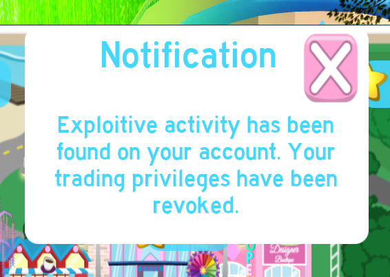 arceiji's tweet photo. I logged in today and now for some reason i cant trade? i bought a halo from somebody and now it's just disappeared and it says my trading has been revoked? i'm very confused please help :( @nightbarbie @RoyaleHighSupp1 #RhTrading #rhdevs #royalehightradings #royalehighban https://t.co/VKaqZ7rap7