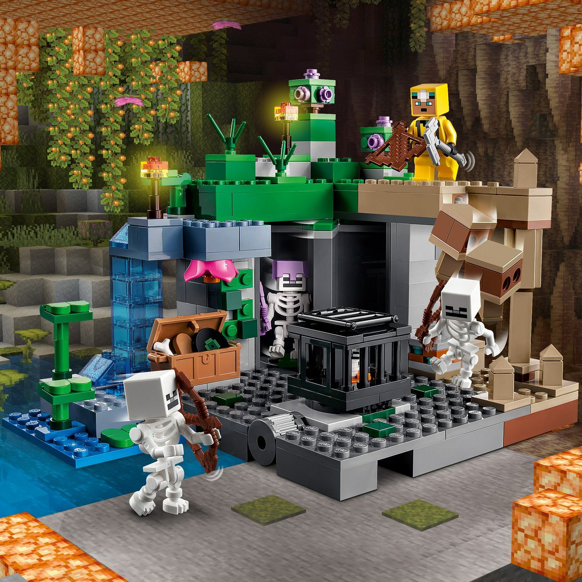 マイクラ の世界がレゴブロックに／ 鍾乳石と石筍が立ち並ぶ鍾乳洞