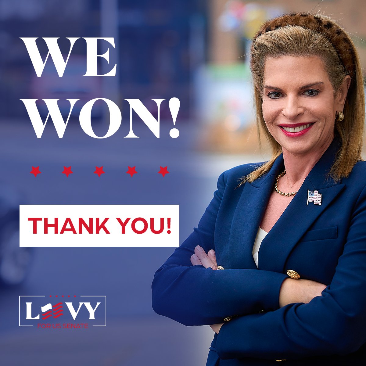 LeoraLevyCT's tweet photo. Thank you Connecticut! Tonight, we celebrate this VICTORY and tomorrow we get to work to end the Blumenthal blight affecting all of us! CTSen https://t.co/lwOrXpv2Dv