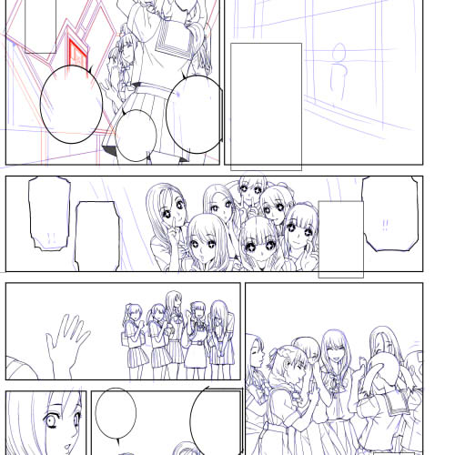 過去絵の再掲ばかりで申し訳ない気分でいっぱいなのだが、ペン入れがどうにもこうにも進まない・・・
人物がコマの中にあふれてる・・・
誤解がないようにいっておくと9月発売の「艶姫」2号に掲載予定のこの話はこのキャラ全員でエッチなことをする話ではありません。アンケート次第・・・かな 