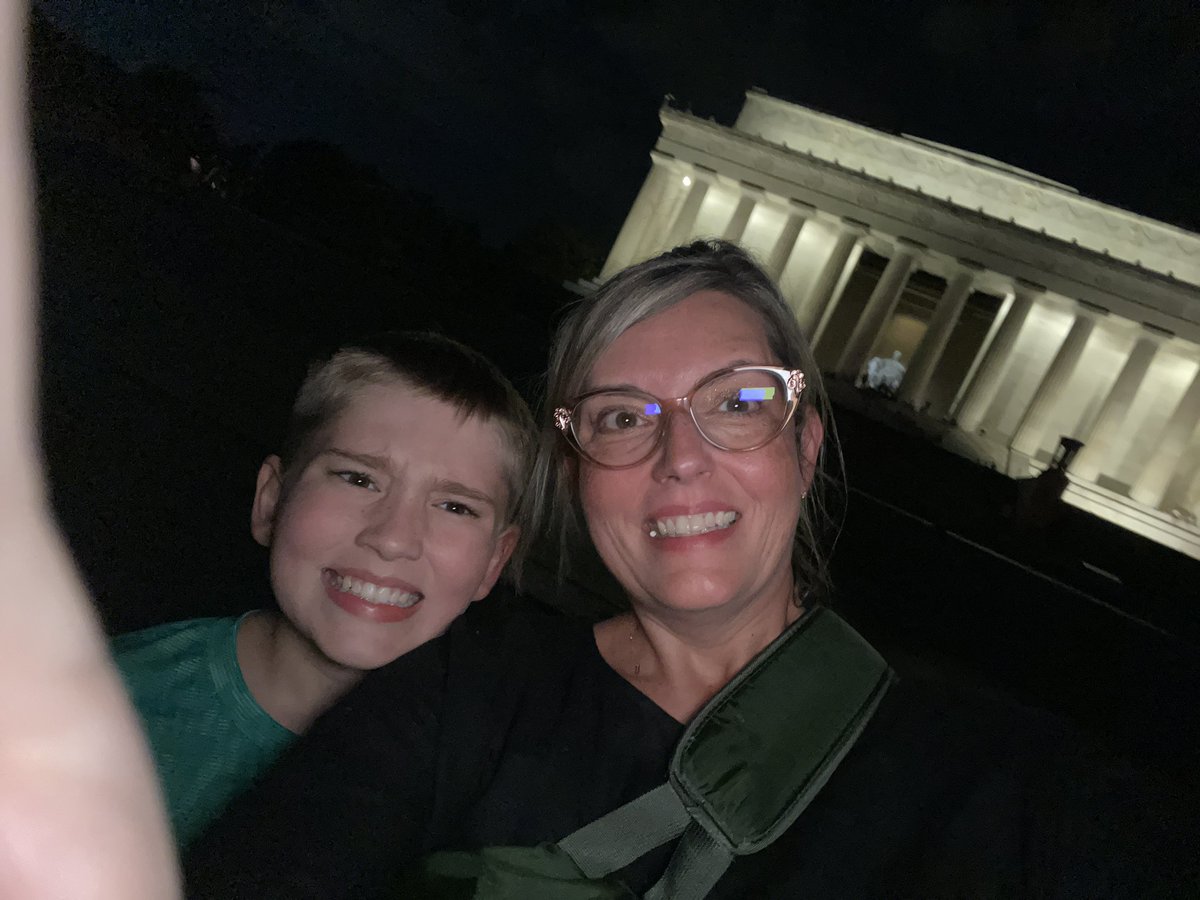 Taking my very own rising PGES 5th grader for his own personal D.C. tour! Lincoln Memorial is must see at night!