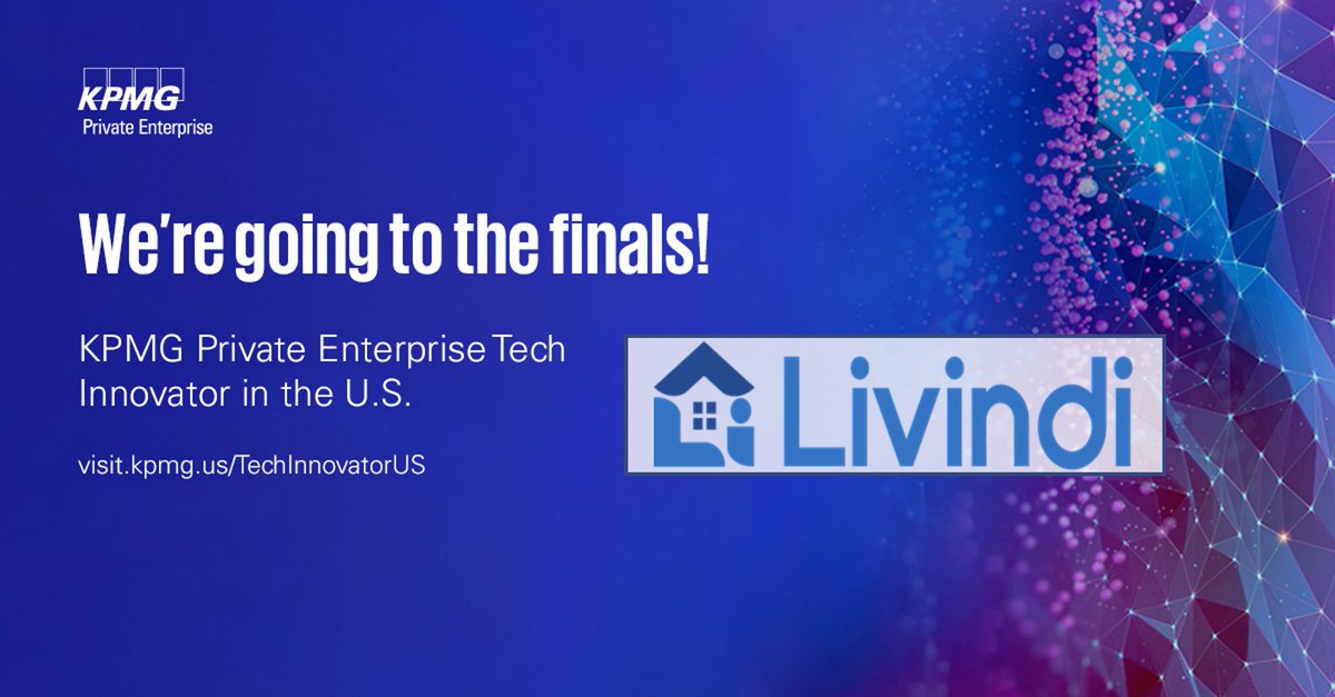 Livindi is proud to have been chosen as a finalist for the KPMG US #techinnovator competition. Cheer us on at the finals on August 16 at 9 am PT! Join us on the day by registering here: events-meetings.kpmg.com/08qXBx  #livindi #tech #seniorliving