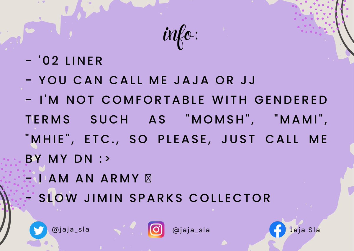 jaja_sla's tweet photo. hiii~ welcome to my bns account~
☆ gcash
☆ taytay, rizal
☆ ggx / flash express / sdd
#jaja_sells (selling)
#jaja_budols (purchases)
#jaja_trades (trades)
#jaja_wishlist (wishlist)
#jaja_feedbacks (feedbacks) https://t.co/ghX2xKzWpx