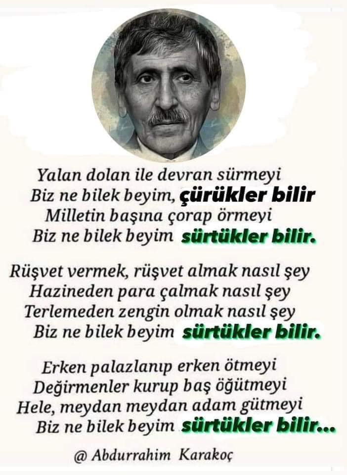 Küfürbaz koyunlar yine tag yapmış... Bakın bak Abdurrahim Karakoç anlatmış sizi. Günaydın asil sadeler🤗🤗