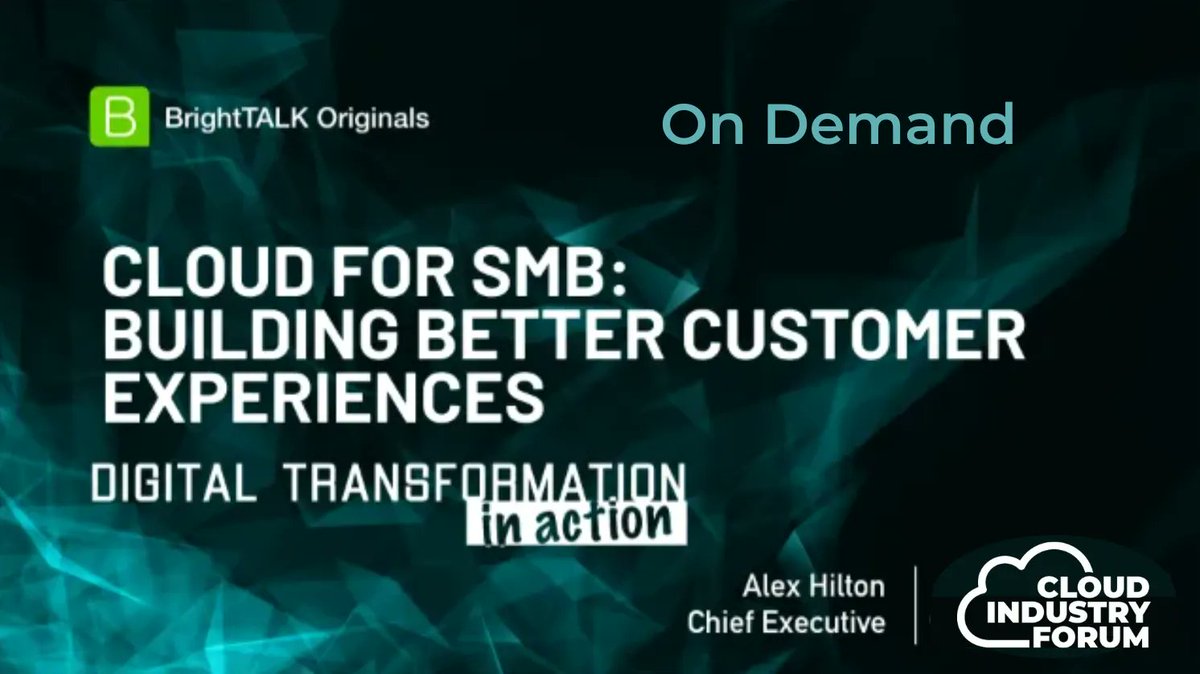 Missed our #Digitaltransformation in Action Webinar: 'Cloud for SMB: Building Better Customer Experiences'

Tune in at your convenience
buff.ly/3INxAEv 
#cloudwebinar #ondemand