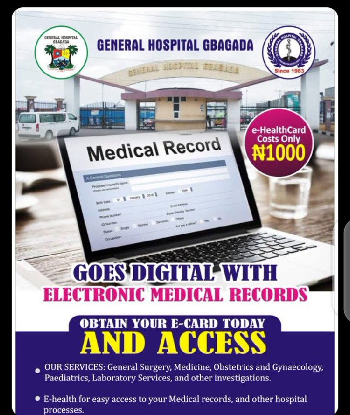 GH_Gbagada's tweet photo. GENERAL HOSPITAL GBAGADA @GH_Gbagada GOES DIGITAL WITH #EMR "ELECTRONIC MEDICAL RECORD".
WhatsApp: +2348113898138
#ghgbagadanews
#ketu #ifako #akoka #bariga #oworo #kosofe #ogudu #maryland #anthony #pedro #shomolu #soluyi #alapere #ikosi #oshodi #ojota #gbagada https://t.co/QH514Ubn1N