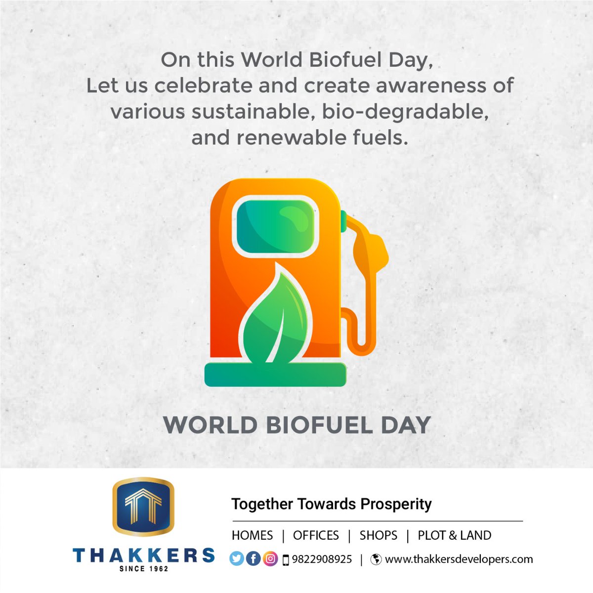 #worldbiofuelday #biofuelday #biofuels #biofuel #awareness #sustainable #biodegradable #biodegradableproducts #renewables #fuel 
#Thakkers #Nashik #Homesforall #Plot #Land #Homes #Flat #Office #Showrooms #Shops